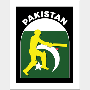 Pakistan Cricket Batsman Pakistan Flag Posters and Art